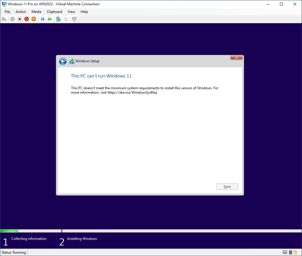 Windows 11 Installation Error on Hyper-V